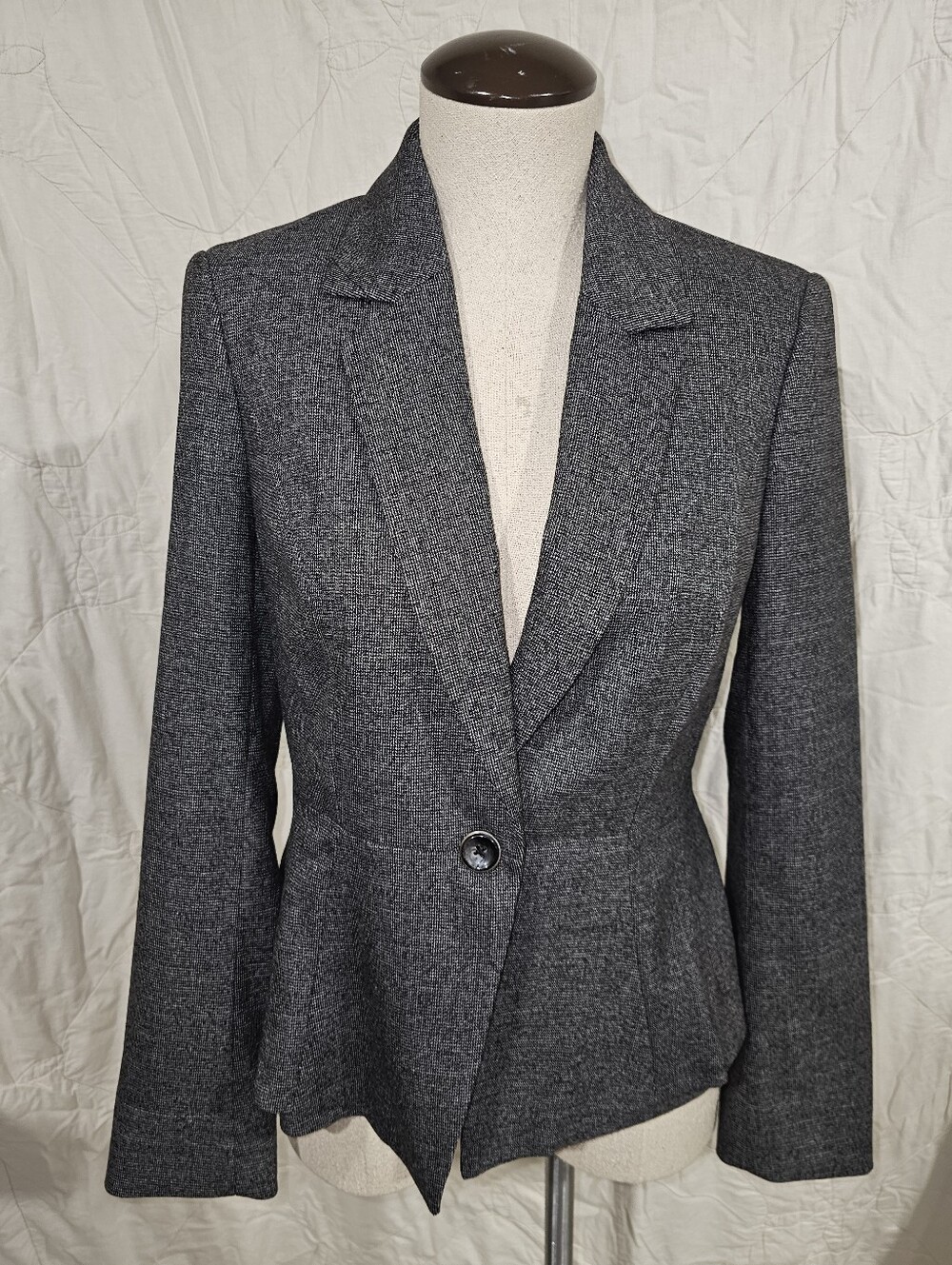 NWT WHBM White House Black Market Black And White Textured Tweed Blazer - Size 2